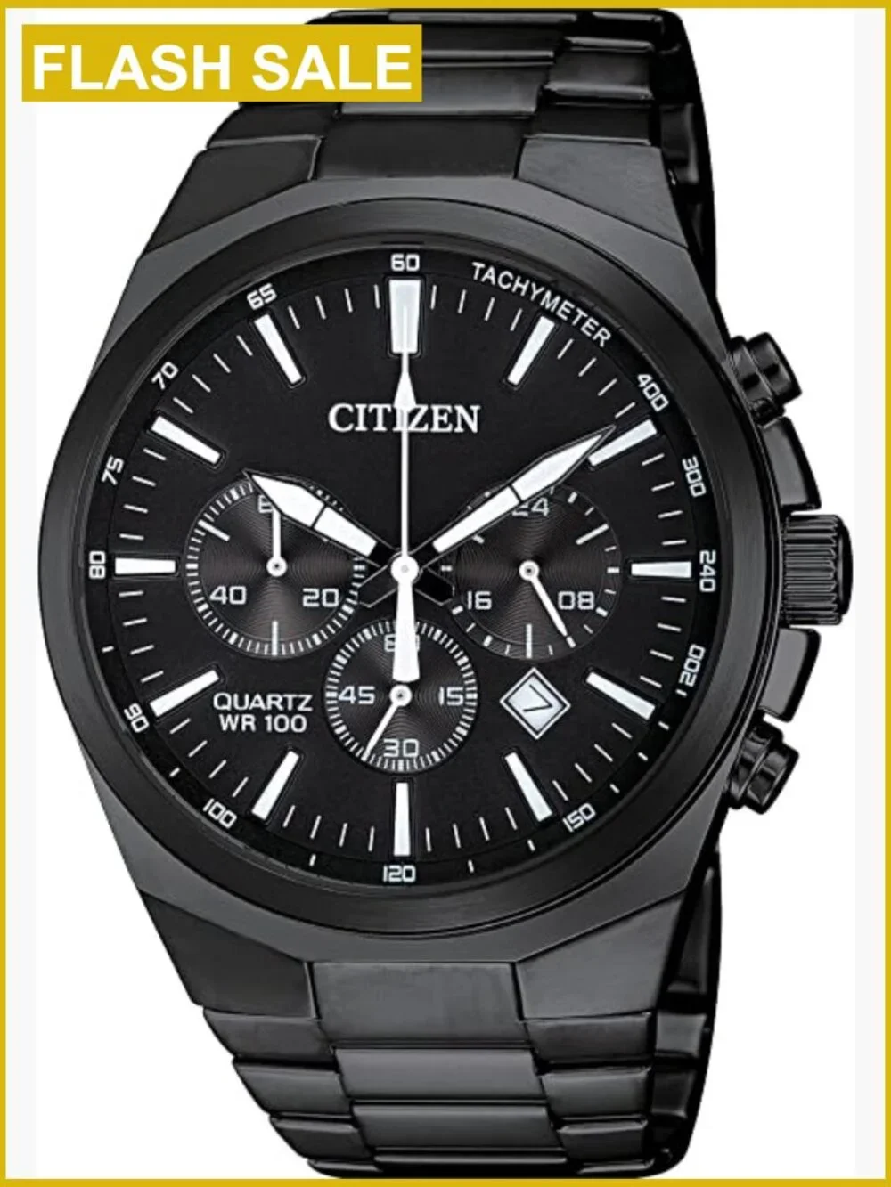 Men's Stainless Steel Chronograph Watch Japanese Quartz 40mm